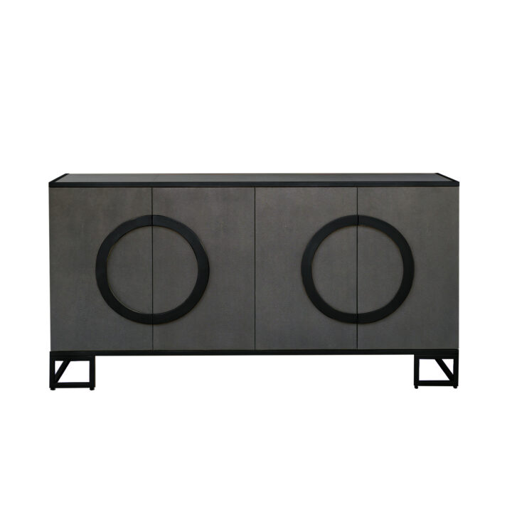 Atlanta Shagreen Medium 4-Door Cabinet Storage (AP-ABF-661834) - Black matte metal