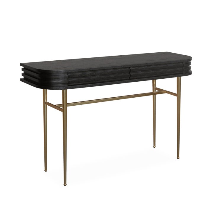Alpha Console Table (EM-ACL-501631) - Ebony Oak with Gold